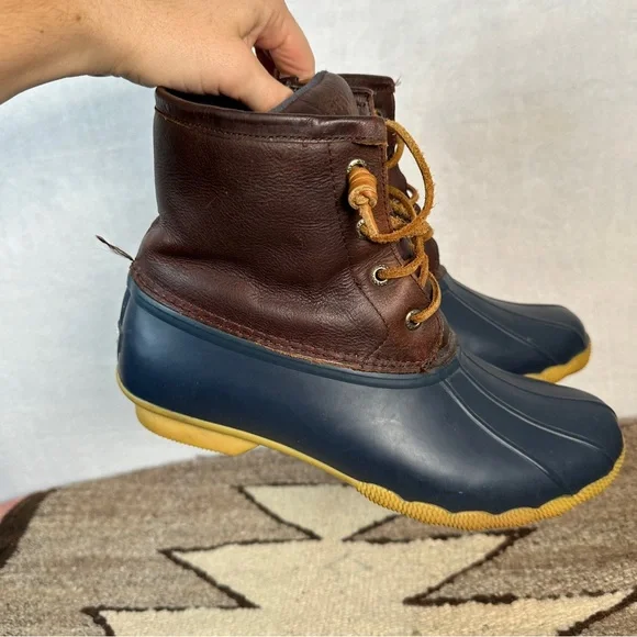 Sperry Brown Blue Duck Boots leather winter rain insulated lace up bootie ankle - Picture 13 of 14